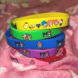SANRIO CHARACTER COLORFUL RUBBER BAND SILICONE BRACELETS HELLO KITTY MY MELODY